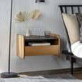 thumbnail image 3 of Walker Edison Carter Solid Wood Floating Nightstand with Drawer - Caramel, 3 of 9