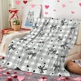 thumbnail image 4 of Beautynvta Valentine's Day Blanket, Gray Bowknot Plaid Printed Throw Blanket, Soft Plush Flannel Blanket Office Nap Blanket for Sofa Couch Bedroom, 59x39.4 Inch, 4 of 6