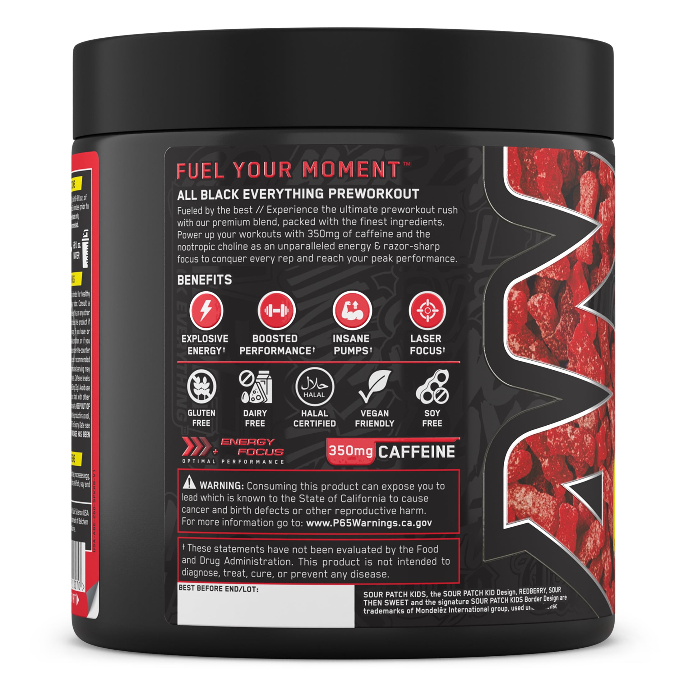 ABE Caffeine Pre Workout Powder, Sour Patch Kids Redberry Flavor, 20 Servings