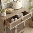 thumbnail image 6 of Art Leon Rustic Storage Cabinet with 2-Door&1Drawers Rattan Decoration Wood Finish,Oak Kitchen Console Table,Gray, 6 of 7