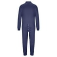 thumbnail image 3 of Mens Onesie,One Piece Long Sleeve Onesie Henley Jumpsuit Stretchy Cotton Sleepsuit Button Down Solid Color Slim Fit Nightwear Underwear Pajamas Bodysuit UK Size 10-16, 3 of 4