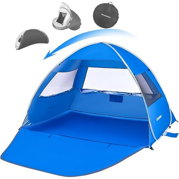 Pop-Up Beach Tent for 4 People - Instant Sun Shelter, Portable UV Protection Cabana for Family Outdoor, Camping & Travel