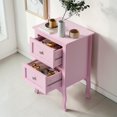 thumbnail image 7 of IVV Modern Nightstand in Pink, Country Style Bedside Table with 2 Full-Extension Storage Drawers and Curved Legs, for Living Space, Bedroom Nook, Home Office, Easy Maintenance & Assembly, 7 of 7