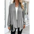 thumbnail image 4 of Women'S Cardigan Long Sleeve Asymmetrical Knit Open Front Cardigan Outwear Gray L, 4 of 8
