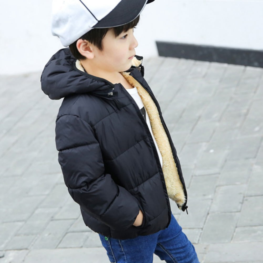 Boys Girls Kid Winter Thick Jacket Warm Zipper Hooded Windproof Coat Cute Outwear,2-6T