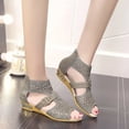 thumbnail image 5 of Lyinloo Summer Women Wedge Sandals Fashion Fish Mouth Pumps Sexy Hollow Out Shoes Gold 36, 5 of 6