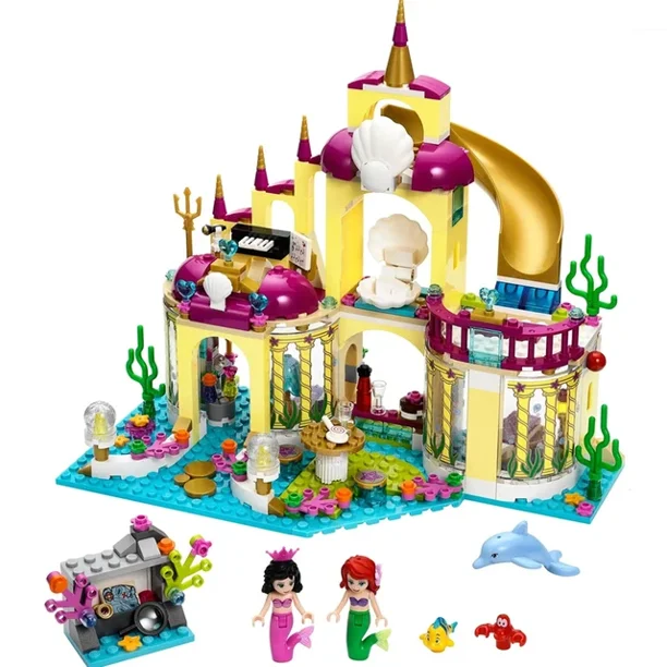 Juego de castillo mágico de princesas de Disney, La Sirenita, Frozen, Elsa, bloques de construcción, princesas, juguetes, amigos, niños, regalo de cumpleaños