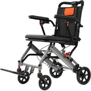 Portable Folding Wheelchair, Travel Wheelchair with Handbrake, Ultra-Light Wheelchair for The Elderly and Children