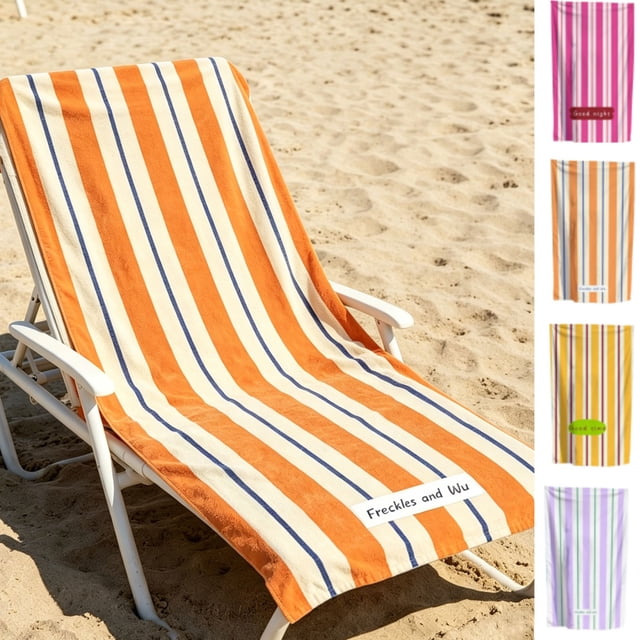 MTBLYS 59X29.52In Microfiber Beach Towel Striped Design Quick Dry Highly Absorbent Machine Washable Travel Camping Pool Use