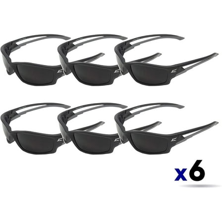 Edge Eyewear Kazbek TSK216 Polarized Safety Glasses - Scratch-Resistant - 6 Pack, Black