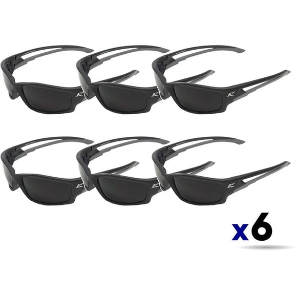 Edge Eyewear Kazbek TSK216 Polarized Safety Glasses - Scratch-Resistant - 6 Pack, Black