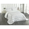 thumbnail image 3 of Ambesonne Grey and White Quilted Bedspread Set 3 Pcs, Geometrical Zigzag, Queen Size, Pale Grey White, 3 of 5