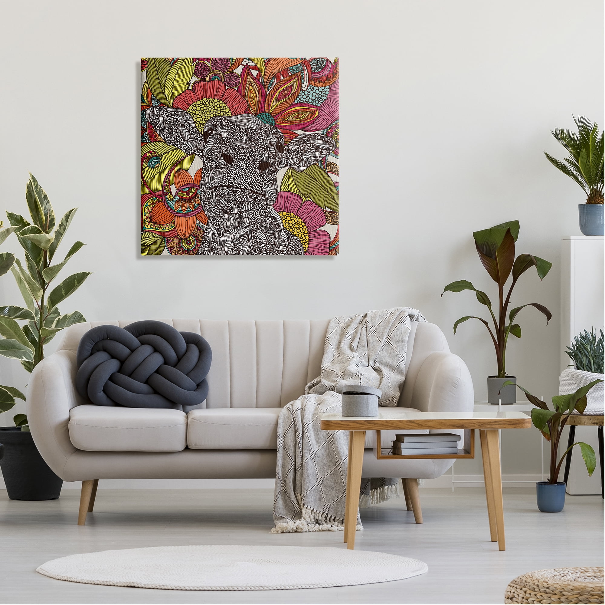 Stupell Industries Farm Cow Detailed Fractals Abstract Floral Blossoms Graphic Art Gallery Wrapped Canvas Print Wall Art, Design by Valentina Harper