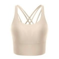 thumbnail image 5 of AGONVIN Women's Strappy Longline Yoga Sports Bra Padded Wireless Crop Top Cami Tank Top Pale Nude Large, 5 of 7