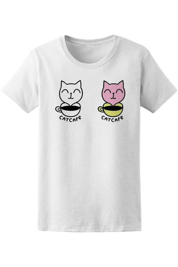 Cat Cafe Adorable Funny Kitten T-Shirt Women -Image by Shutterstock, Female x-Large