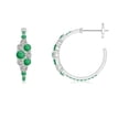 thumbnail image 2 of ANGARA Natural Emerald & Diamond Cluster Asymmetrical Hoop Earrings in 14K White Gold for Women (Size-3.1mm) | May Birthstone, Birthday, Anniversary, Jewelry Gift for Women | Natural Emerald Earrings, 2 of 8