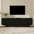 thumbnail image 2 of Euroco Retro Style Wood Grain TV Stand with Wavy Door Design for TVs up to 75", Rustic Media Console with Ample Storage Space, Sturdy Base TV Cabinet with Cable Management, 2 of 20