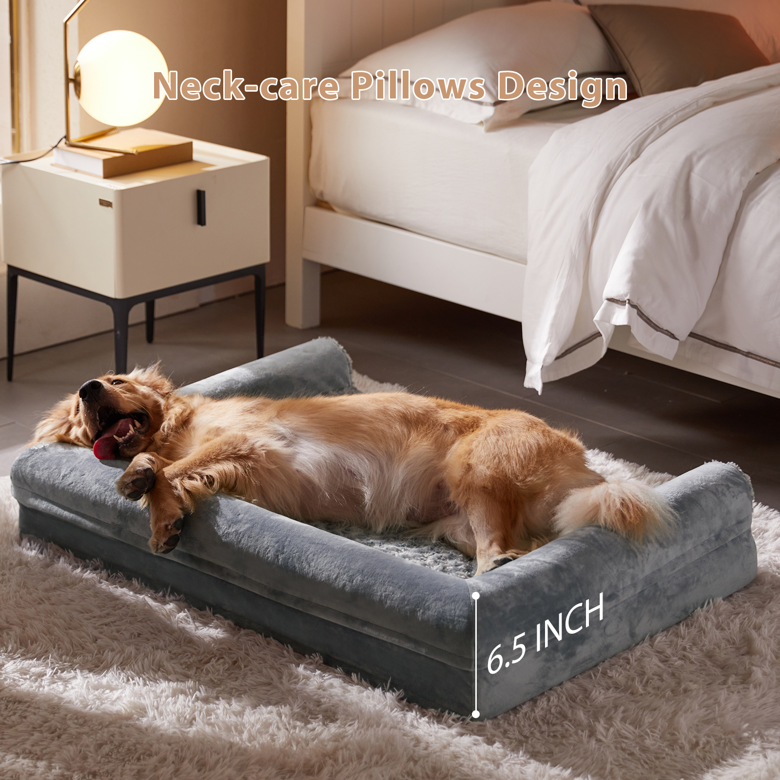 Washable Dog Beds for Large Dogs, Orthopedic Dog Bed Large, Big Dogs Couch Bed with Removable Washable Cover, Waterproof Lining and Nonskid Bottom, Egg-Crate Foam Pet Sofa for Sleeping