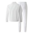 thumbnail image 5 of YOIAVAIOY Mens Tracksuit 2 piece Waffle Long Sleeve Jacket and Slim Pants Sets Fall Winter Casual Sports Outfit Set White M, 5 of 6