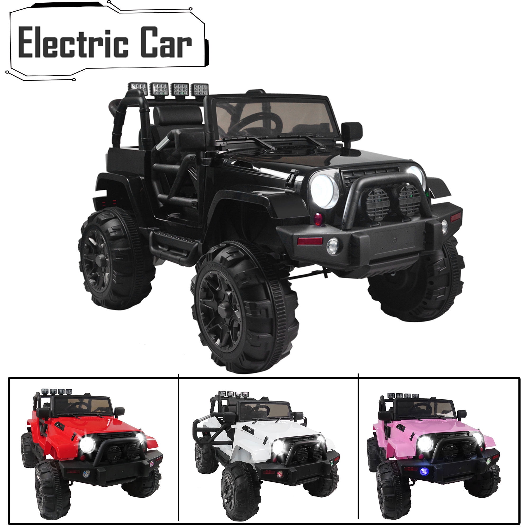 12V MP3 Kids Ride On Truck Jeep Car RC Remote Control w/ LED Lights Music 