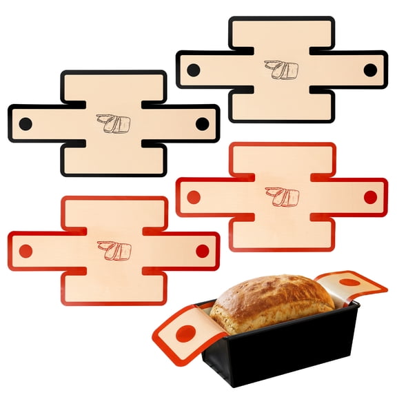 4Pcs Silicone Bread Loaf Pan Liner with Extended Handle Non Stick Leak Proof Bread Baking Liner Reusable and Dishwasher Safe Fits 9x5 Inch/1.5 LB Pan