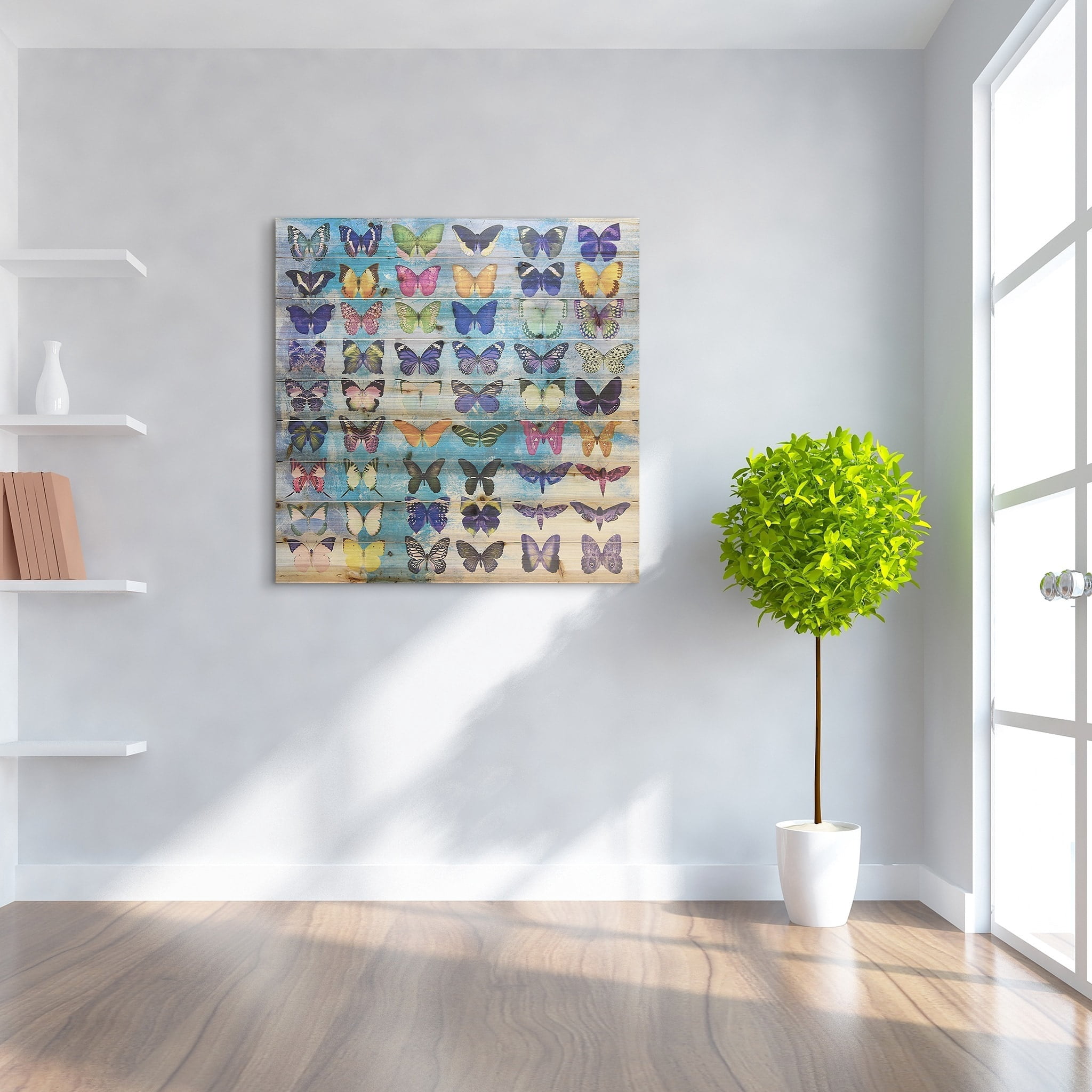 Empire Art Direct Butterflies Print on Solid Wood Wall Art, 36" x 36", Ready to Hang