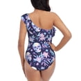 thumbnail image 5 of Sikiie Skull Print Women One Piece Swimsuits Tummy Control One Shoulder Bathing Suits Ruffle Swimwear, From S to XXL-Large, 5 of 6