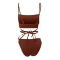 thumbnail image 5 of BONIXOOM Swimsuit Coverup For Women Underwire Elastic Solid Two-Piece Sets High Cut Summer Swimwears on Clearance Coffee Size 6, 5 of 5
