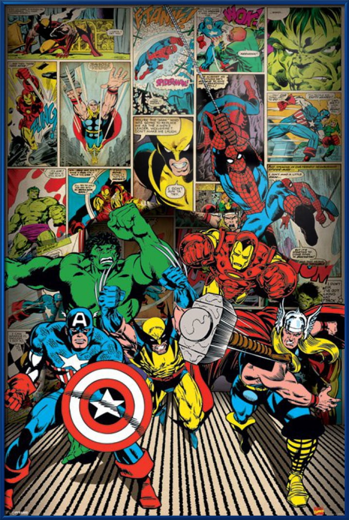 Marvel Comics Framed Comic Poster (Here Come The Heroes) (Size 24" X