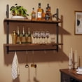 thumbnail image 4 of Shelf Industrial Floating Shelving 31" Kitchen Wall-Mounted Shelf with Towel Bar Hooks Coffee Bar Shelf Wine Hanging Display Rack Bookshelf Living Room Decor Bathroom-Rustic Brown, 4 of 8