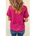 thumbnail image 3 of Women's Rose Red Casual Plain Crew Neck Tee - [ZhiHiMeRi] | (US 16-18)XL, 3 of 12