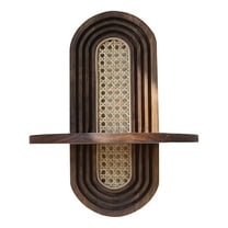 Rattan Wall Shelf, Decorative Hanging Shelf, 11.8 x 14.57 Inches, Modern Floating Shelf for & DecorBoho, Decorative Hanging Shelf with Arched Design for Living Room, Bedroom, Bathroom (Coffee)