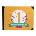thumbnail image 1 of Darling Souvenir Orange Confetti & Scroll Banner Birthday PartyGuestbookHardbound Cover Personalized Printed MemoryGuestRegistry-9 x 12 Inches, 1 of 5