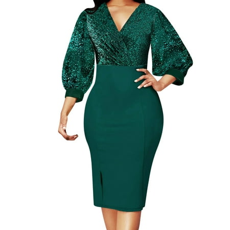 

ASEIDFNSA Corset Dress Summer Dresses for Women Beach Women V Neck Dress Long Sleeve Dress Dinner Party Elegant Dress Banquet Slim Dress