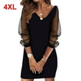 thumbnail image 4 of Baohd Robe Courte Imprimée pour Femmes Manches Longues Banquets Banquet Été Plage Vacances Accessoires de Fête Élégants Noir 4TG, 4 of 5