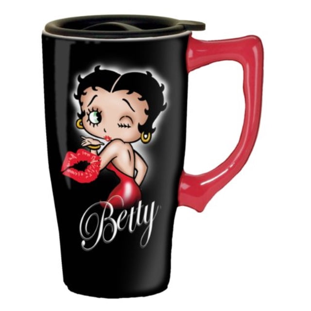 Taza de viaje Spoontiques Betty Boop de cerámica negra