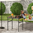 thumbnail image 4 of Magshion Folding Camping Grill Table with Mesh Desktop, Portable Card Table Outdoor Grill Stand Picnic Table with Height Adjustable for Cooking BBQ, Black, 4 of 10