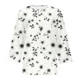 thumbnail image 7 of DeHolifer Women's Tops 3/4 Sleeve Crewneck Button Floral Printed Summer Lightweight Trendy Casual Tee T-Shirts White M, 7 of 7