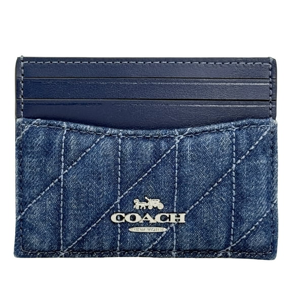 Coach Women's Small Slim Id Card Case in Quilted Denim (Denim)