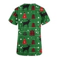 thumbnail image 4 of Feancey Christmas Scrub Shirts for Women Stretchy V Neck Short Sleeve Nursing Tops Holiday Casual Xmas Print Tunic Blouse with Pockets Christmas Clearance Sale Green S, 4 of 5
