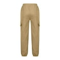 thumbnail image 2 of CYRBOKO Boys Cotton Linen Pants, Back-to-school Multi-Pocket Casual Athletic Jogger Pants Khaki Size 7-8 T, 2 of 7