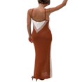 thumbnail image 3 of Women Summer Colorblock Knit Dress Ladies Spaghetti Strap Maxi Dress, 3 of 6