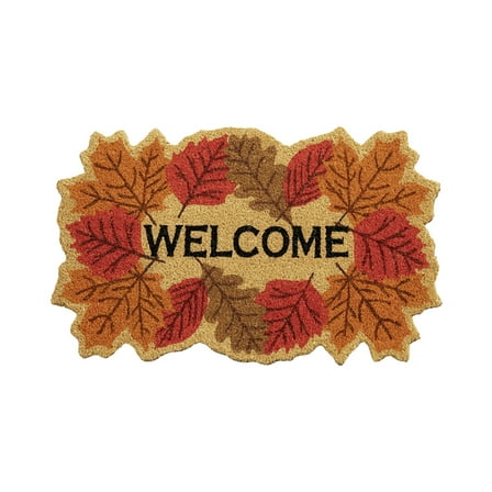 VCNY Home Multicolor Welcome Leaf Outdoor Coir Doormat, 18" x 30"