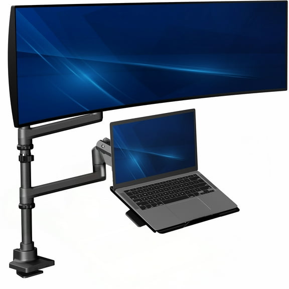 VIVO Pneumatic Arm Ultrawide Monitor and Laptop Desk Mount for Screens up to 49"