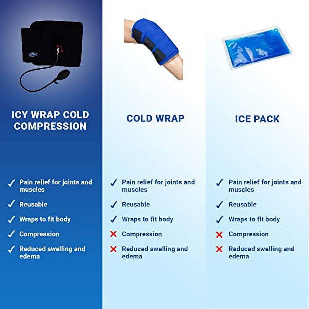 Cold Pack Compression Wrap for Elbow by Icy Wrap - Ice Pack Therapy Cryo-Cool Flexible Treatment for Injuries, Aches, Swelling, Sprains, Inflammation