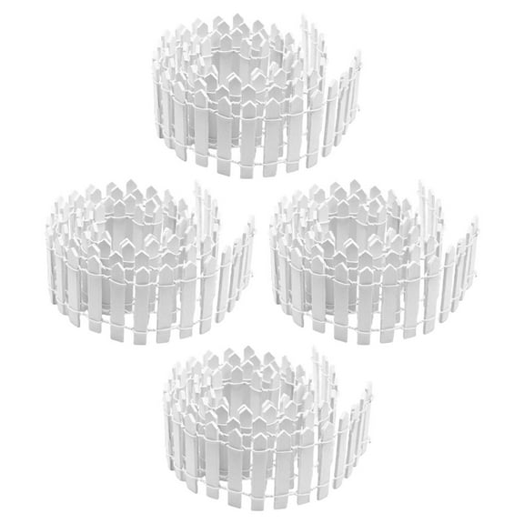 Worgeous 4 Pcs Miniature Fence Outdoor Decor Small Border Decoration White