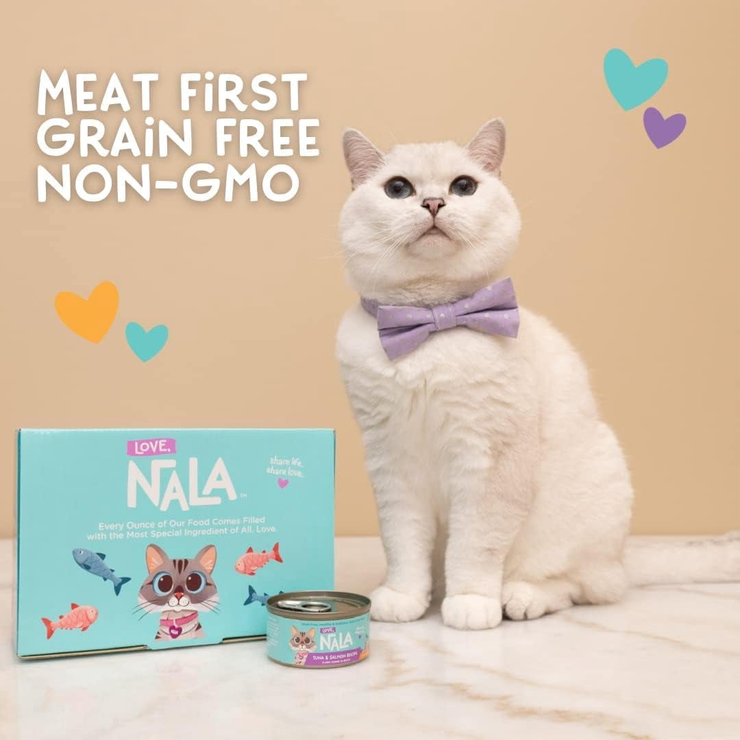 LOVE, NALA - Single Protein - Natural Adult Cat Wet Food - Grain Free, Non-GMO, Prebiotic Fiber, Vitamins, Minerals (12 cans, Variety Pack)