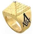 thumbnail image 1 of Mens Gold Tone Freemason Masonic Mason Square Pyramid Ring (11), 1 of 1