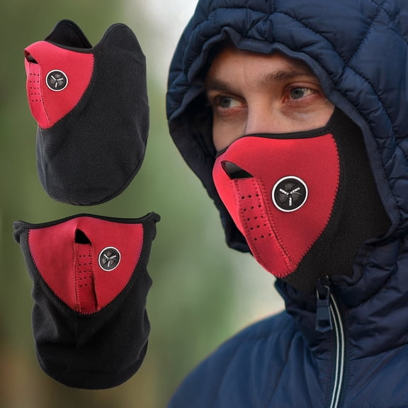 TeqHome Half Face Mask 90% Poly Fleece Thermal Windproof Dustproof Neck Warmer for Winter Cycling Red