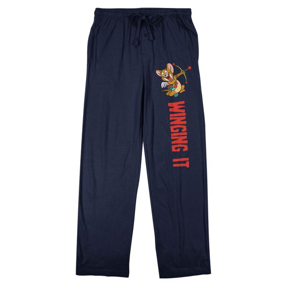 Tom & Jerry Winging It Men's Black Graphic Drawstring Sleep Pants -3XL